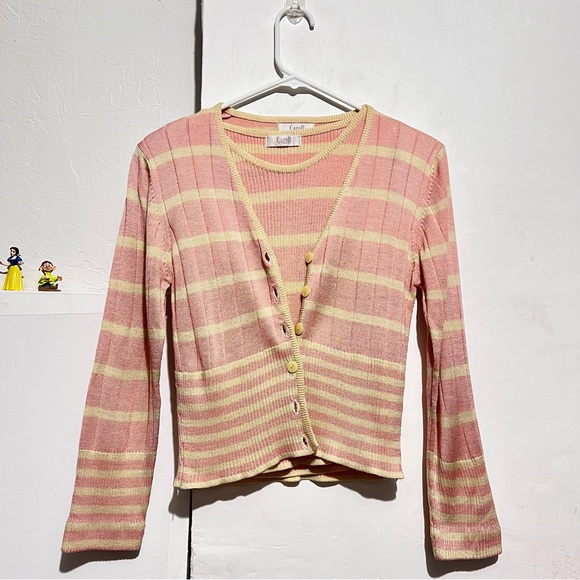Caroll Elegance pink pastel cardigan sweater knit set size small : Box 006: - Picture 10 of 11